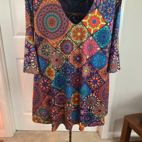 Judith March Anthropologie Retro Patchwork Boho Hippie Mini Dress Size Small - Picture 7 of 10